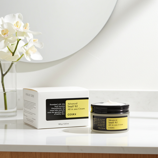 Cosrx Deep Hydration + Skin Repair with Korean Snail Mucin.